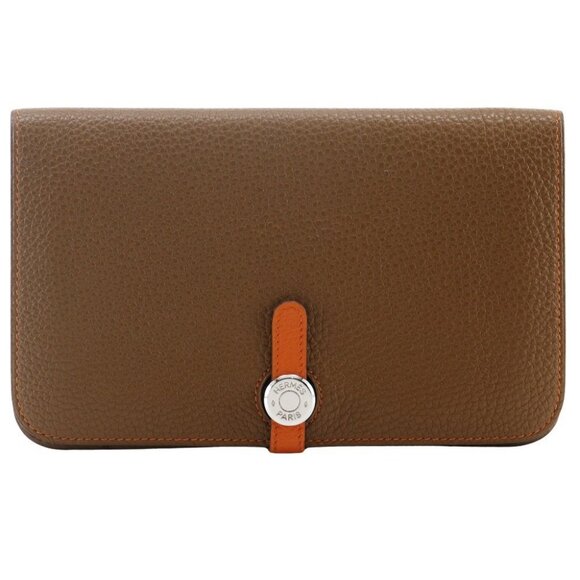 HERMES Dogon Purse By color Brown / orange/SilverHardware Togo unisex - Picture 1 of 13